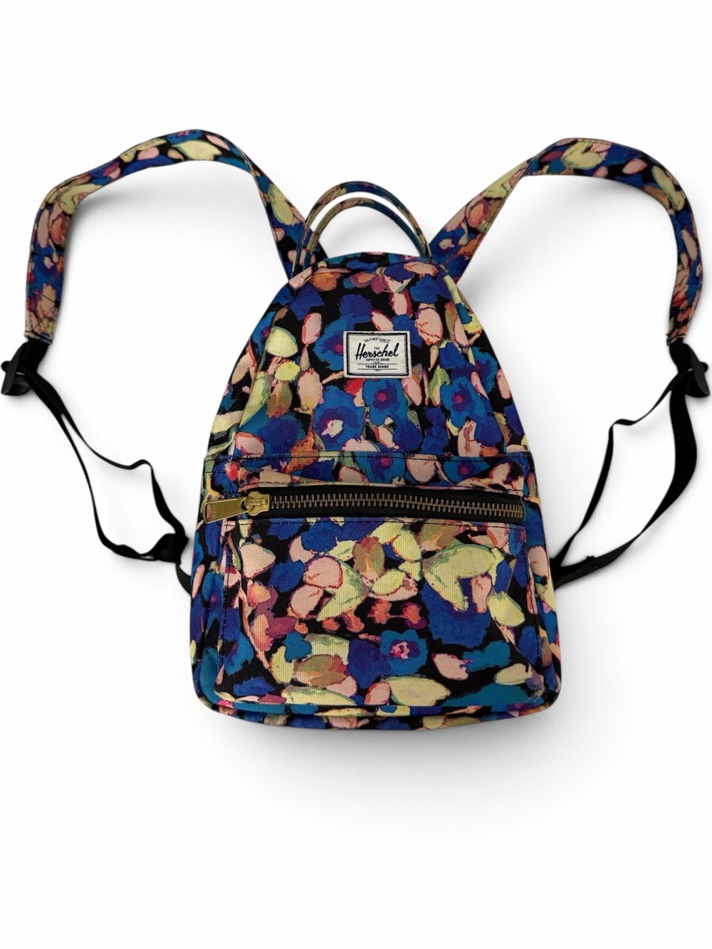 HERSCHEL Multicolor Floral Nova Mini Backpack Gold Zippers